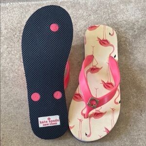kate spade Pink Flamingo Print Flip Flop Sandals with Pink Straps